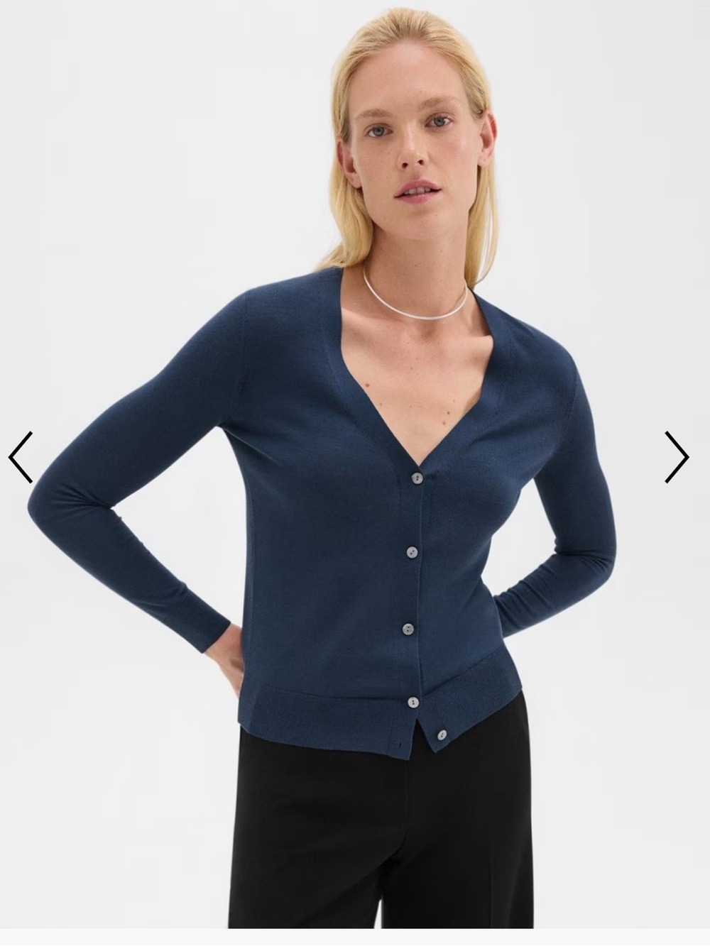 Theory Navy V-Neck Button Cardigan